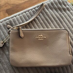 Coach Taupe Leather Wristlet